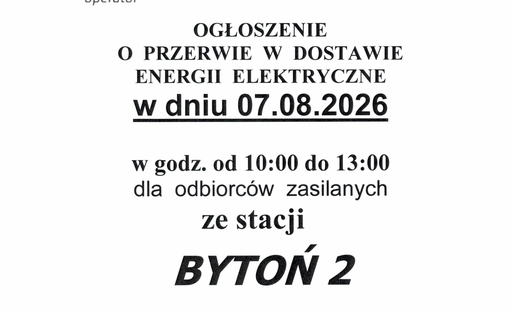 Zdjęcie do Ogłoszenie o przerwie w dostawie energii elektrycznej